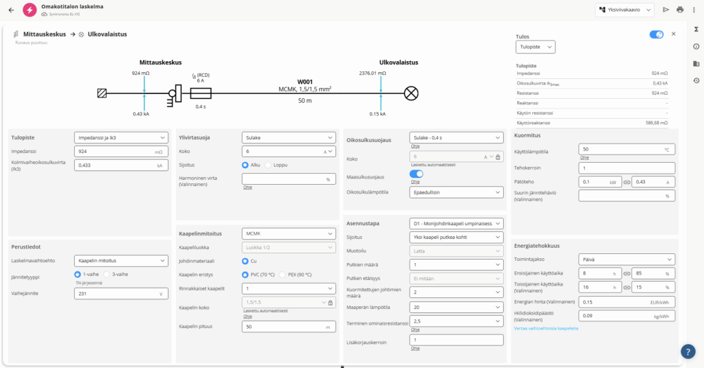 Kuva EL-VIS-ohjelmiston käyttöliittymästä.