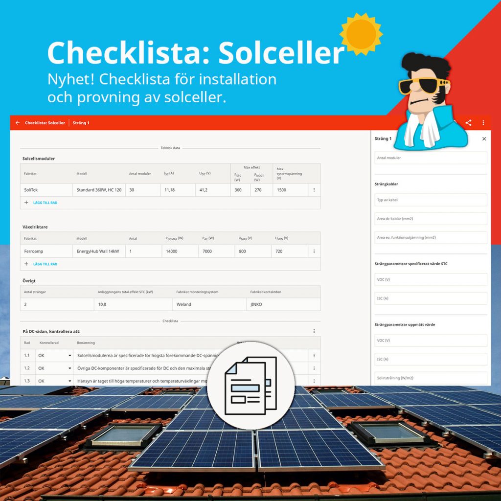 Anpassad checklista för installation och provning av solceller | EL-VIS
